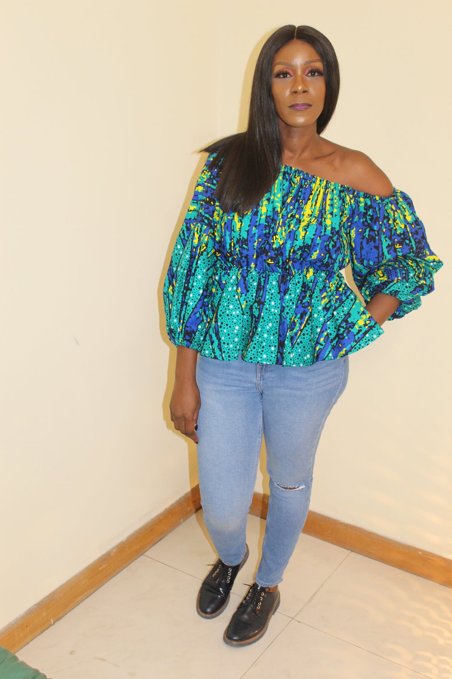 African Print Off one shoulder Top, Off the Shoulder Print Top, Ankara top