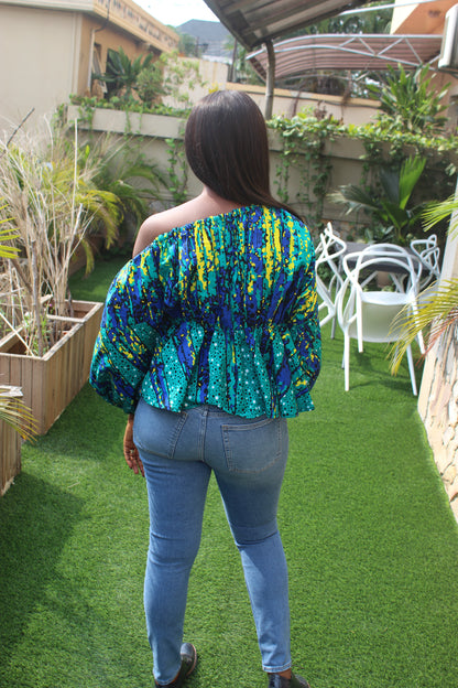 African Print Off one shoulder Top, Off the Shoulder Print Top, Ankara top