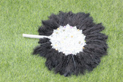 African Feather Hand fan, Brides Hand fan, Wedding Bridal Hand Fan, Traditional Wedding fan