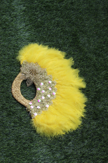 African Feather Hand fan, Brides Hand fan, Wedding Bridal Hand Fan, Traditional Wedding fan