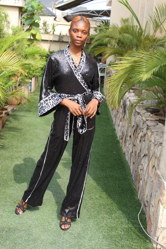 Sequin Pyjama Jumpsuit, Pyjama Kimono Style Jumpsuit Women, Wandizi Jumpsuit