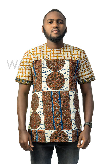 Brown Ankara Shirt, African Men Clothing, African Mens Wear, Ankara Shirt