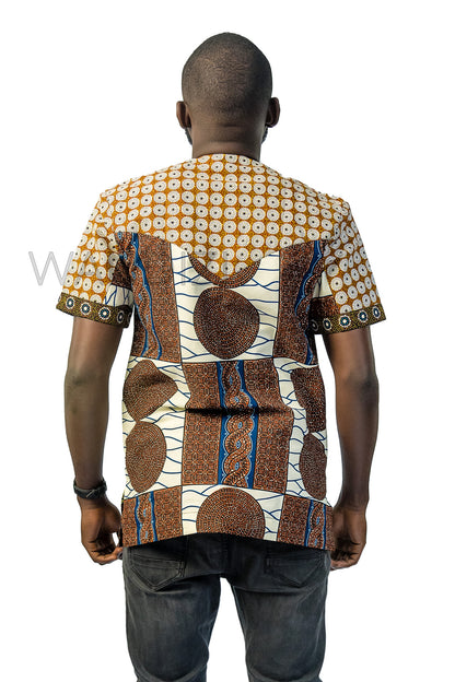 Brown Ankara Shirt, African Men Clothing, African Mens Wear, Ankara Shirt