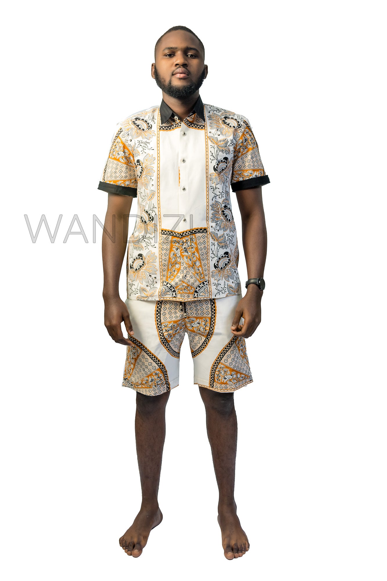 Biege Ankara Shirt, African Men Clothing, African Mens Wear, Ankara Shirt