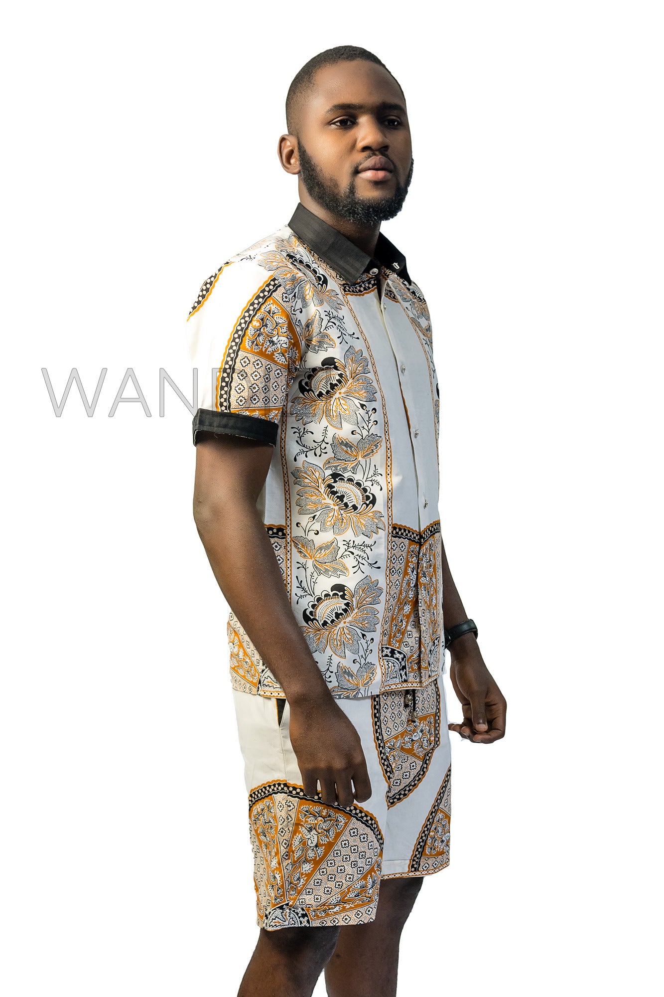 Biege Ankara Shirt, African Men Clothing, African Mens Wear, Ankara Shirt