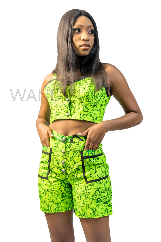 African Print Crop Top & Shorts, Ankara 2piece Short Set, African Clothing for Women