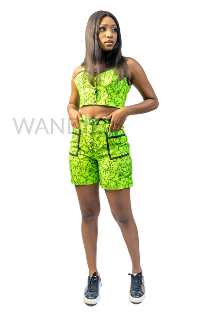 African Print Crop Top & Shorts, Ankara 2piece Short Set, African Clothing for Women