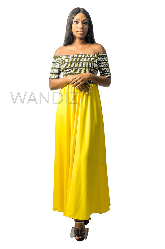 Smocked African Print Maxi Dress, Ankara Long Dress, Wax Print Long Dress