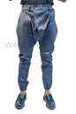 Drop Crotch Harem Khaki Style Pants, Low Crotch Harem Pants, Blue Harem Pants