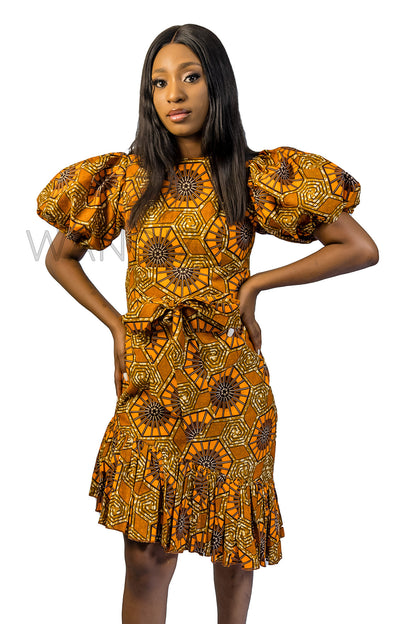 African Print Crop Top & Side Pleated Skirt, Ankara 2piece Skirt Set, African Clothing for Women