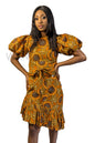 African Print Crop Top & Side Pleated Skirt, Ankara 2piece Skirt Set, African Clothing for Women