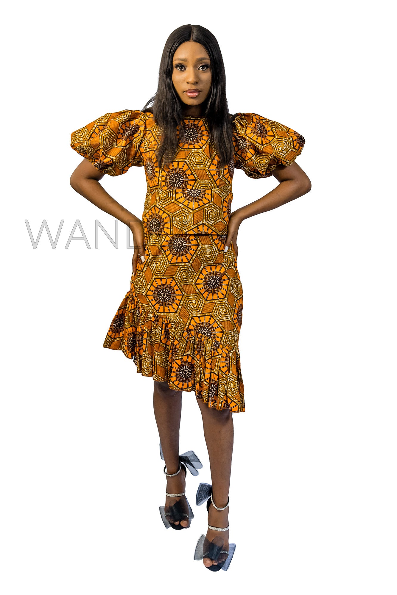 African Print Crop Top & Side Pleated Skirt, Ankara 2piece Skirt Set, African Clothing for Women