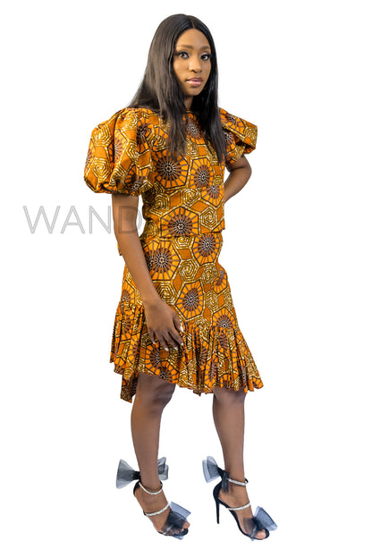 African Print Crop Top & Side Pleated Skirt, Ankara 2piece Skirt Set, African Clothing for Women