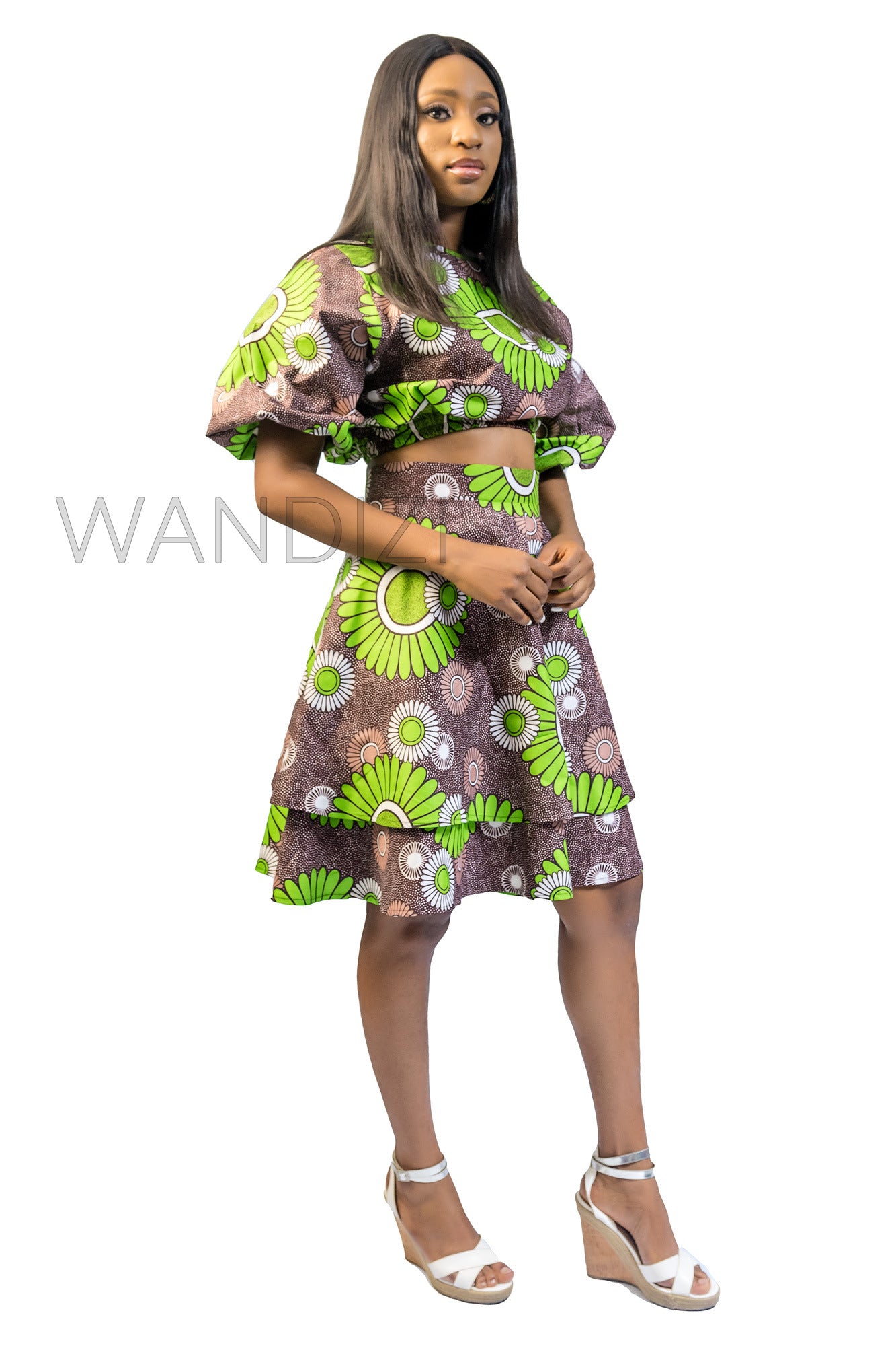 African Print Crop Top & Flare Skirt, Ankara 2 piece Skirt Set, African Clothing for Women