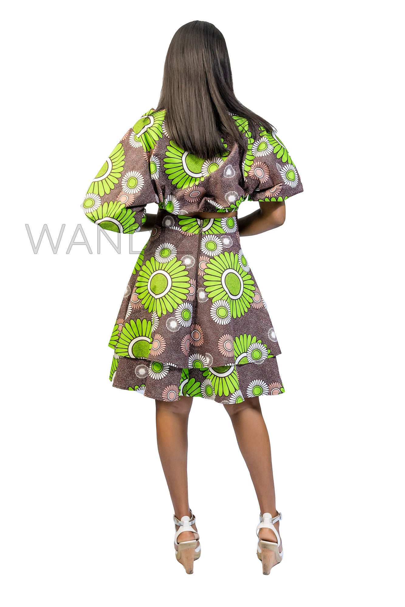 African Print Crop Top & Double Flare Skirt, Ankara 2piece Skirt Set, Wax print Clothing for Women