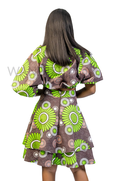 African Print Crop Top & Double Flare Skirt, Ankara 2piece Skirt Set, Wax print Clothing for Women