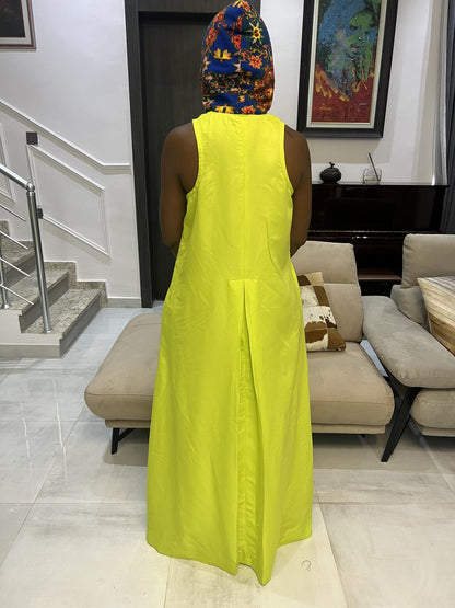 Yellow Light thin Chiffon Fit and Flared Maxi Dress