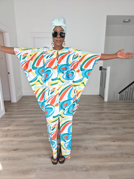 Patterned Kaftan, BouBou (Abstract Aurora)
