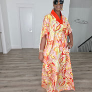 Patterned Kaftan, BouBou (Citrus Sorbet)