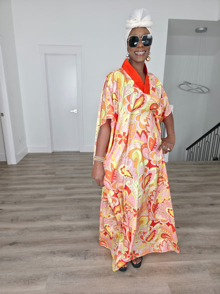Patterned Kaftan, BouBou (Citrus Sorbet)