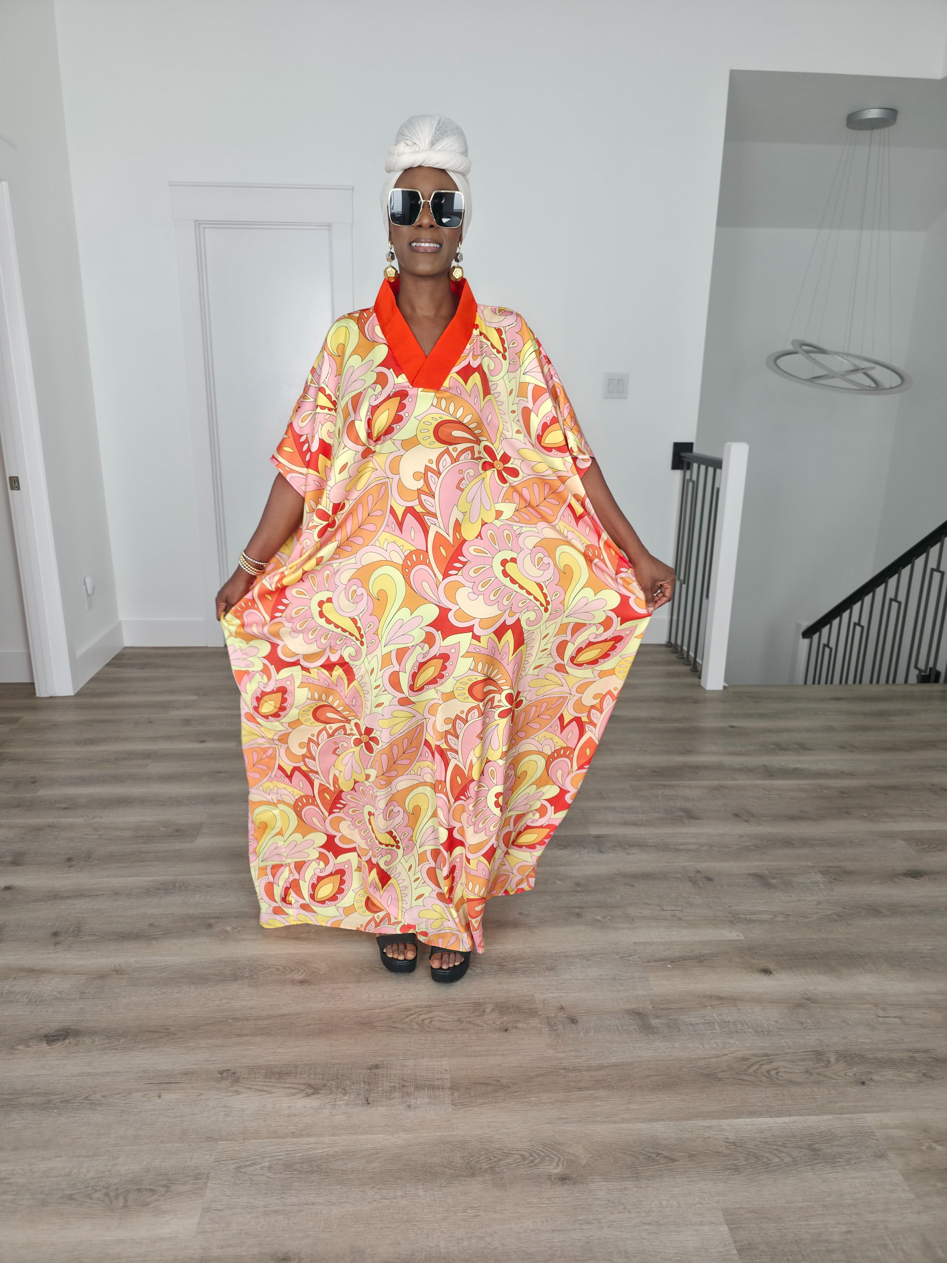 Patterned Kaftan, BouBou (Citrus Sorbet)