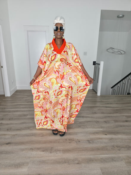 Patterned Kaftan, BouBou (Citrus Sorbet)
