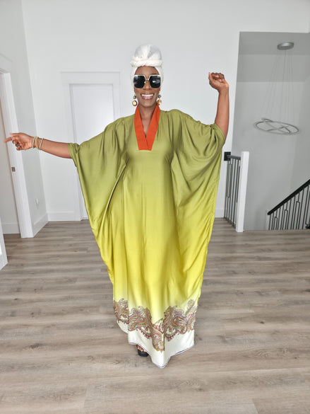 Patterned Kaftan, BouBou (Gilded Olive)