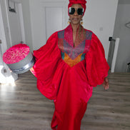 Luxury Beaded Kaftan, Boubou  (Rubied Prism)