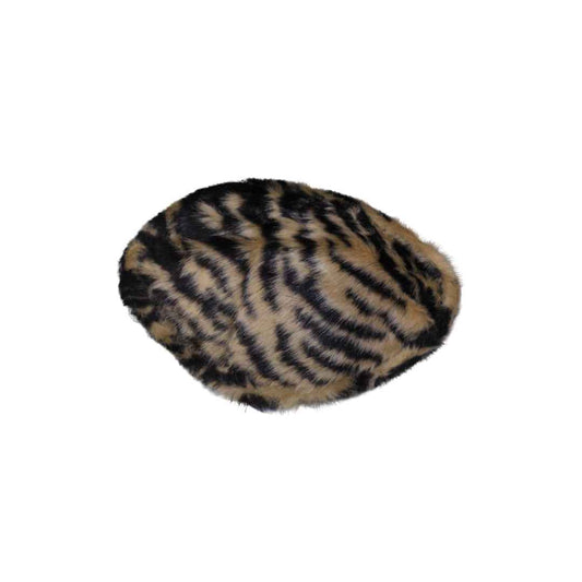 Kufi Hat featuring a leopard animal print with a furry texture and rounded silhouette