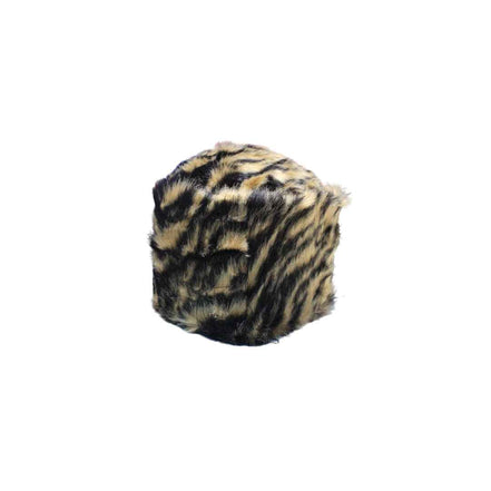 Kufi Hat featuring a leopard animal print with a furry texture and rounded silhouette