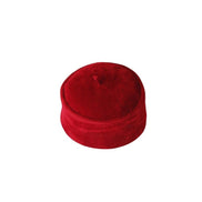 Kufi Hat featuring a circular crimson red velvet crown with a structured side band and a small top tassel.
