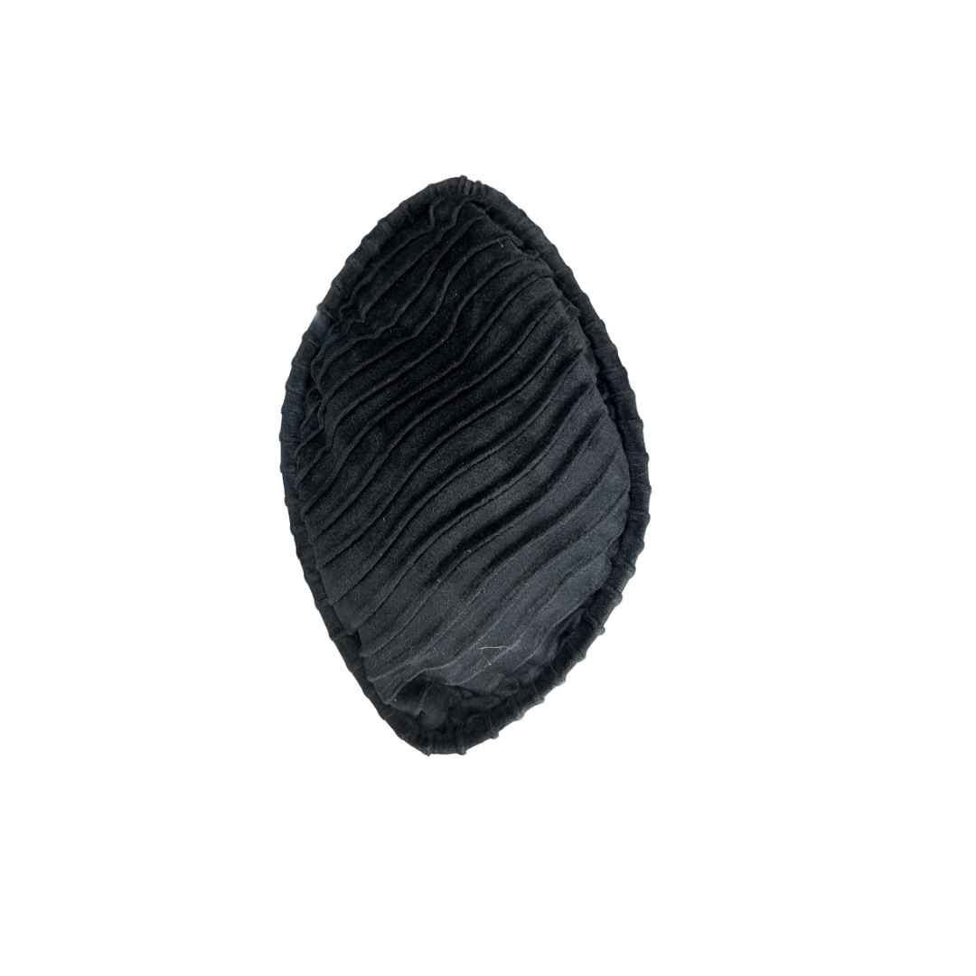 Nkosi Kufi Hat featuring a deep black color, a flat-top cylindrical crown, and a vertical wave-textured finish