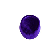 Nze Cap featuring a deep amethyst purple velvet, a structured oval top, and a matching velvet-covered base.