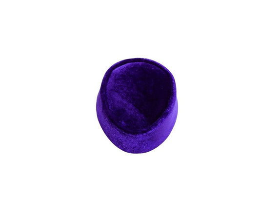 Nze Cap featuring a deep amethyst purple velvet, a structured oval top, and a matching velvet-covered base.