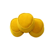 Nze Cap featuring a mustard yellow velvet body and a classic oval-shaped crown