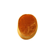 Nze Cap featuring a vibrant marigold orange velvet body and a classic oval-shaped crown