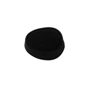 Nze Cap featuring a solid midnight black velvet finish, an oval top, and a seamless wrap-around brim.