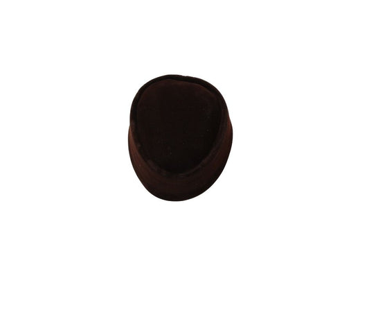 Nze Cap featuring a deep brown velvet body and a classic oval-shaped crown