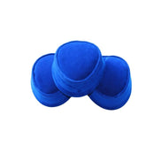 Nze Cap featuring a rich royal blue velvet texture, an oval-shaped crown, and a reinforced circular brim.