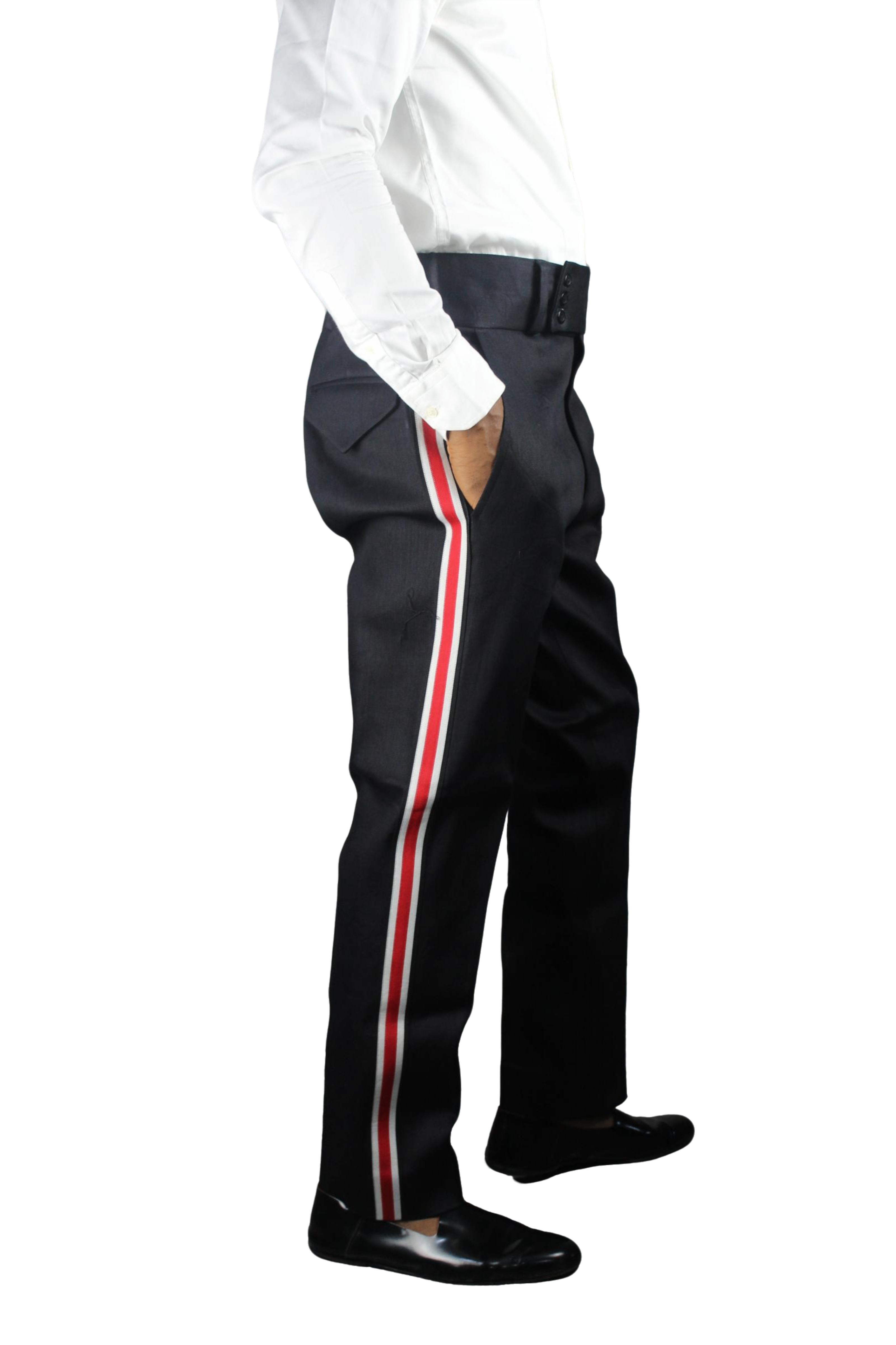 Side Stripes Jeans Pants, Side Stripes Denim Pants, Mens Clothing, Men Wear Red and White