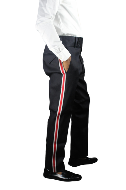 Side Stripes Jeans Pants, Side Stripes Denim Pants, Mens Clothing, Men Wear Red and White
