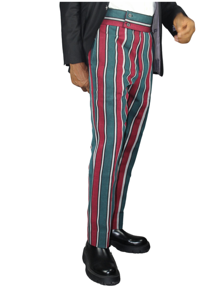 Trendy Asoke Pants, Asoke Denim Pants, Mens Clothing, Men Wear Red and Green