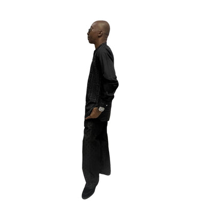 Black African Print Button Up Shirt