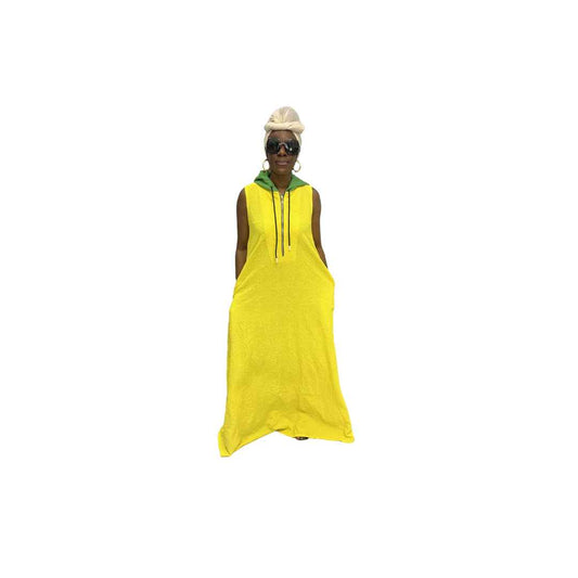 Yellow Light thin Chiffon Fit and Flared Maxi Dress
