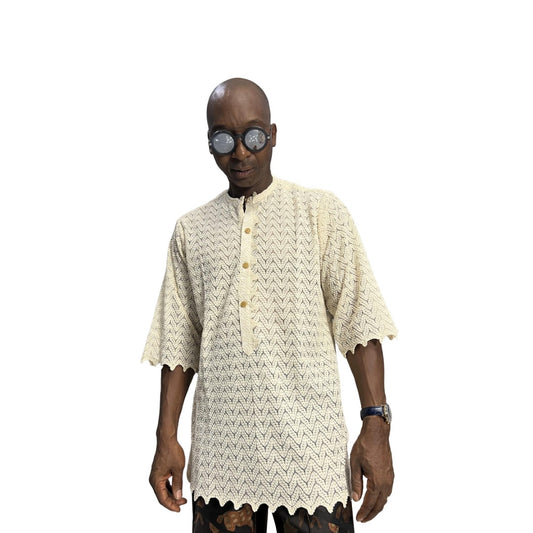 Cream Patterned Floral Shirt