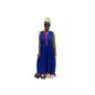 Blue and Orange thin Chiffon Fit and Flared Maxi Dress