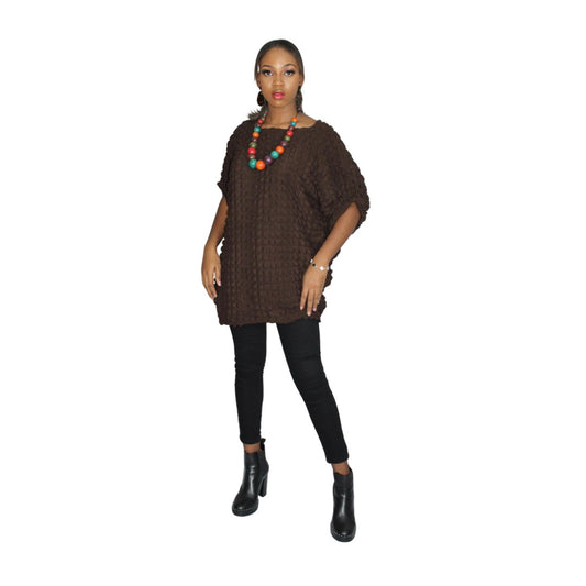 Poncho Style Bubble Blouse, Womens Clothing