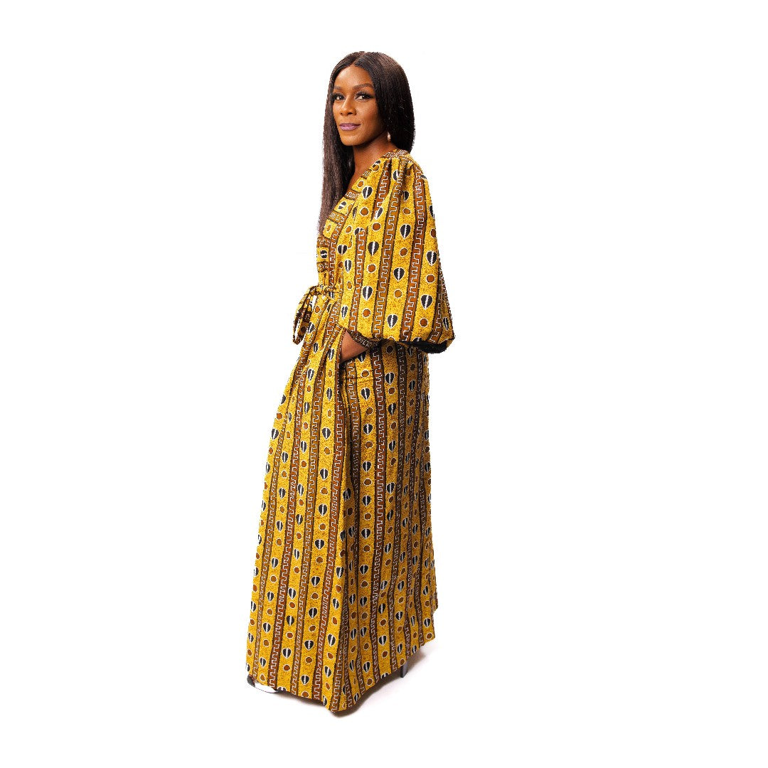 African Print Kimono Style Maxi Dress, African Wax Kimono Dress, Ankara Dress