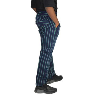 Dark Blue & Green Trendy Aso-Oke Pants with Patch Pockets, African Mens Clothing, African Mens Wear