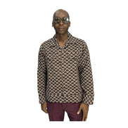 Red and Brown Jacket With Matching boot cut Pants.